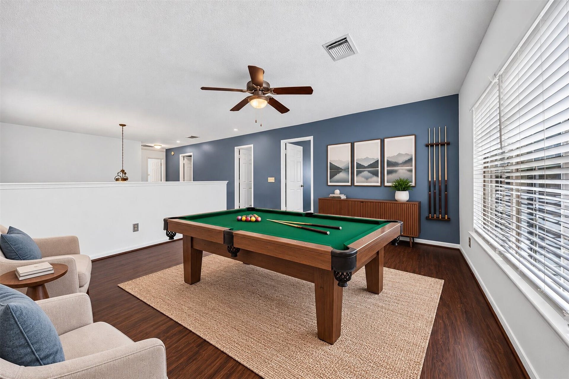 10215 Minturn Lane, Houston, TX 77064 Virtually staged flex room illustrating a game room with space for entertaining.