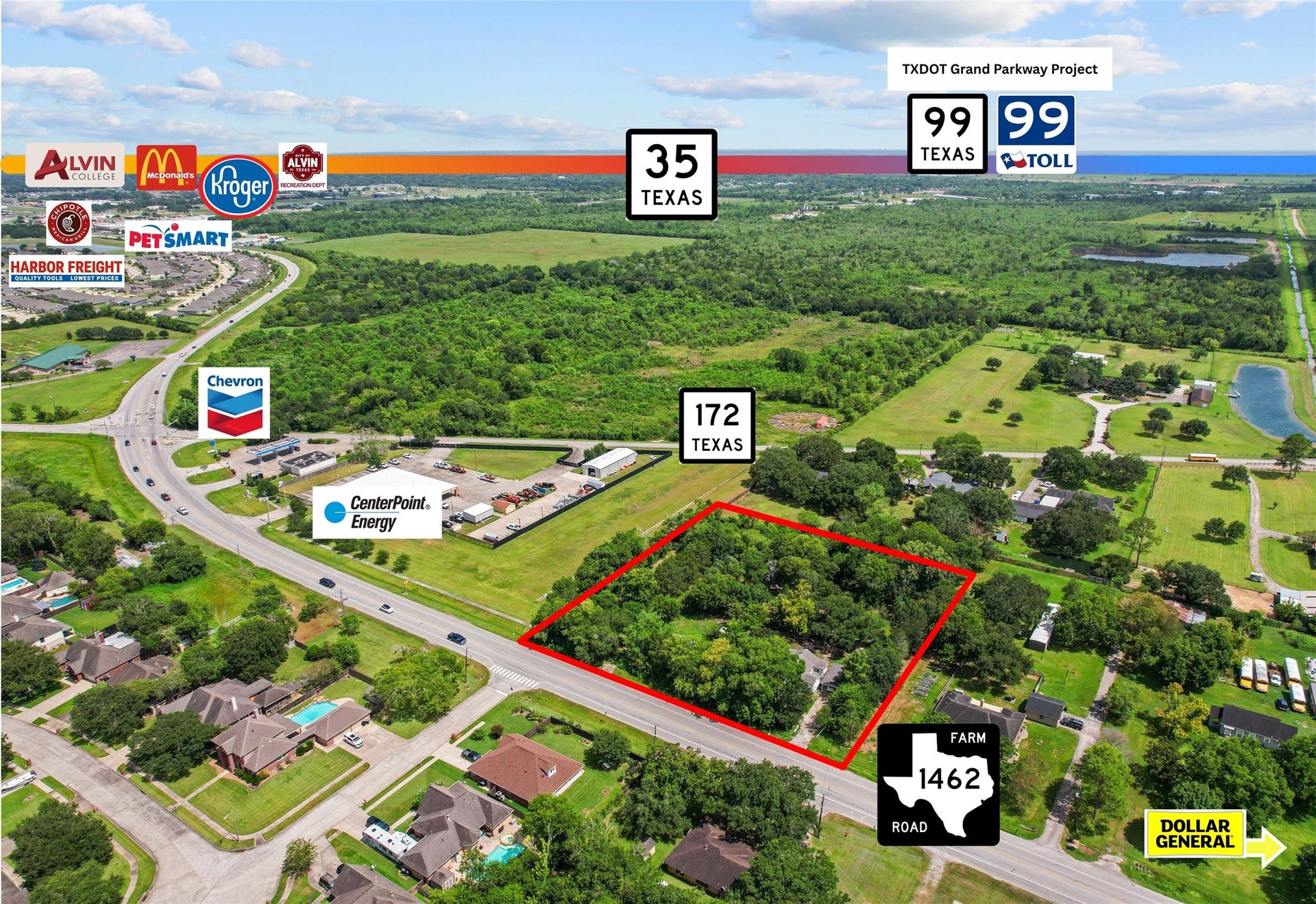 2305 Fm 1462 Road, Alvin, TX 77511 Prime location- approximately 2 acres with exceptional FM 1462 frontage near established retail, services and major transportation routes.