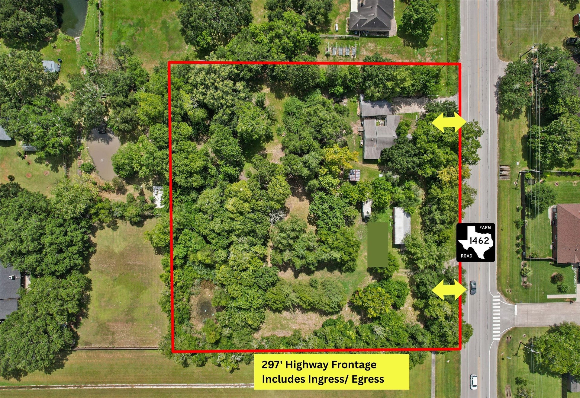 2305 Fm 1462 Road, Alvin, TX 77511 Approximately 297' of FM 1462 frontage with existing ingress and egress provides valuable access along this heavily traveled corridor.
