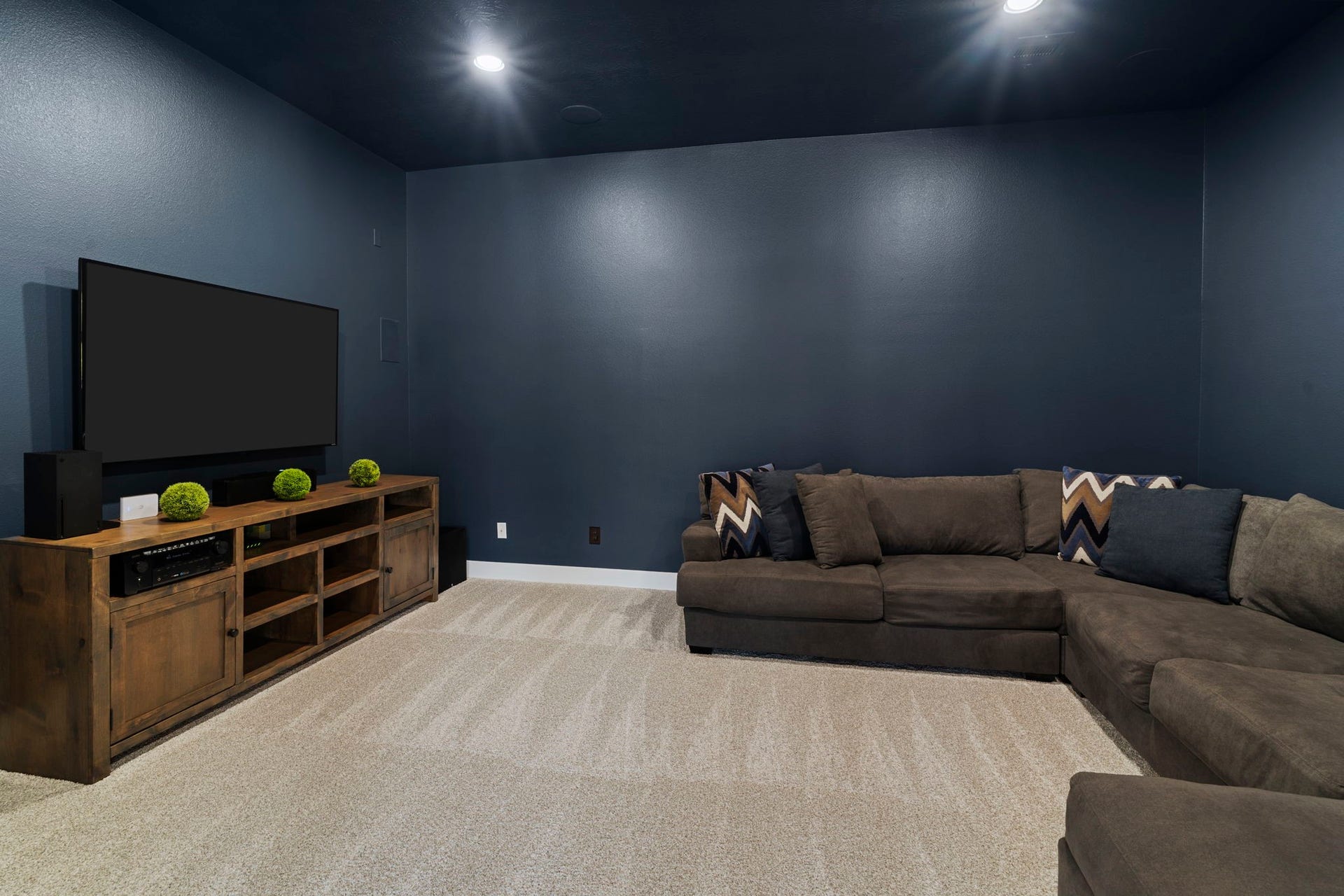 29826 Deer Crest Lane, Fulshear, TX 77406 The downstairs media room offers a dedicated space for movies & entertainment, complete with plush new carpet installed July 2026.
