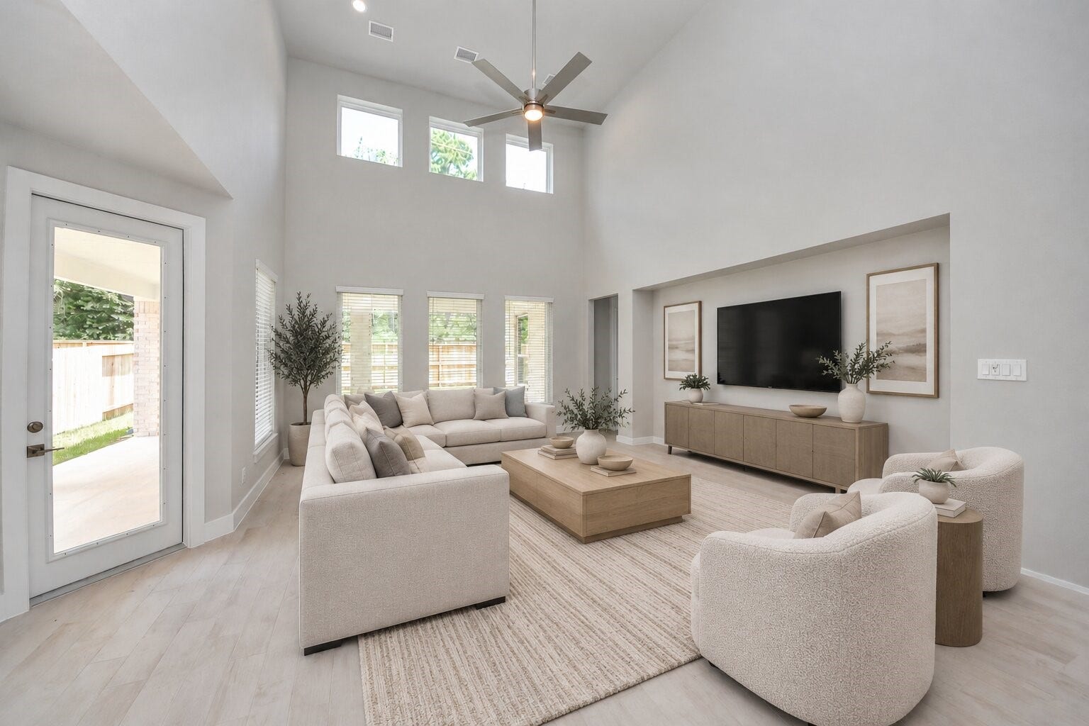 3205 Skerne Spring Drive, Spring, TX 77373 Virtually Staged - Living Room. Sample photo of completed home with similar floor plan. Actual colors and selections may vary.