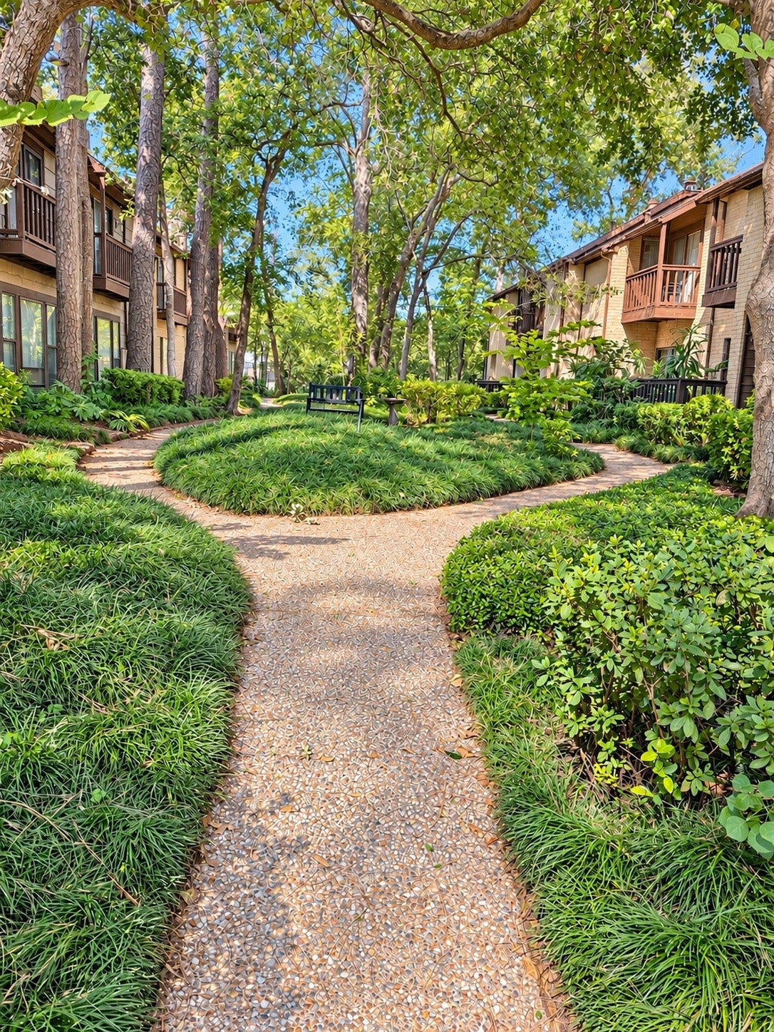 11711 Memorial Drive, #313, Houston, TX 77024 Inviting Courtyard with winding walkways,Lush landscaping, a peaceful sitting area