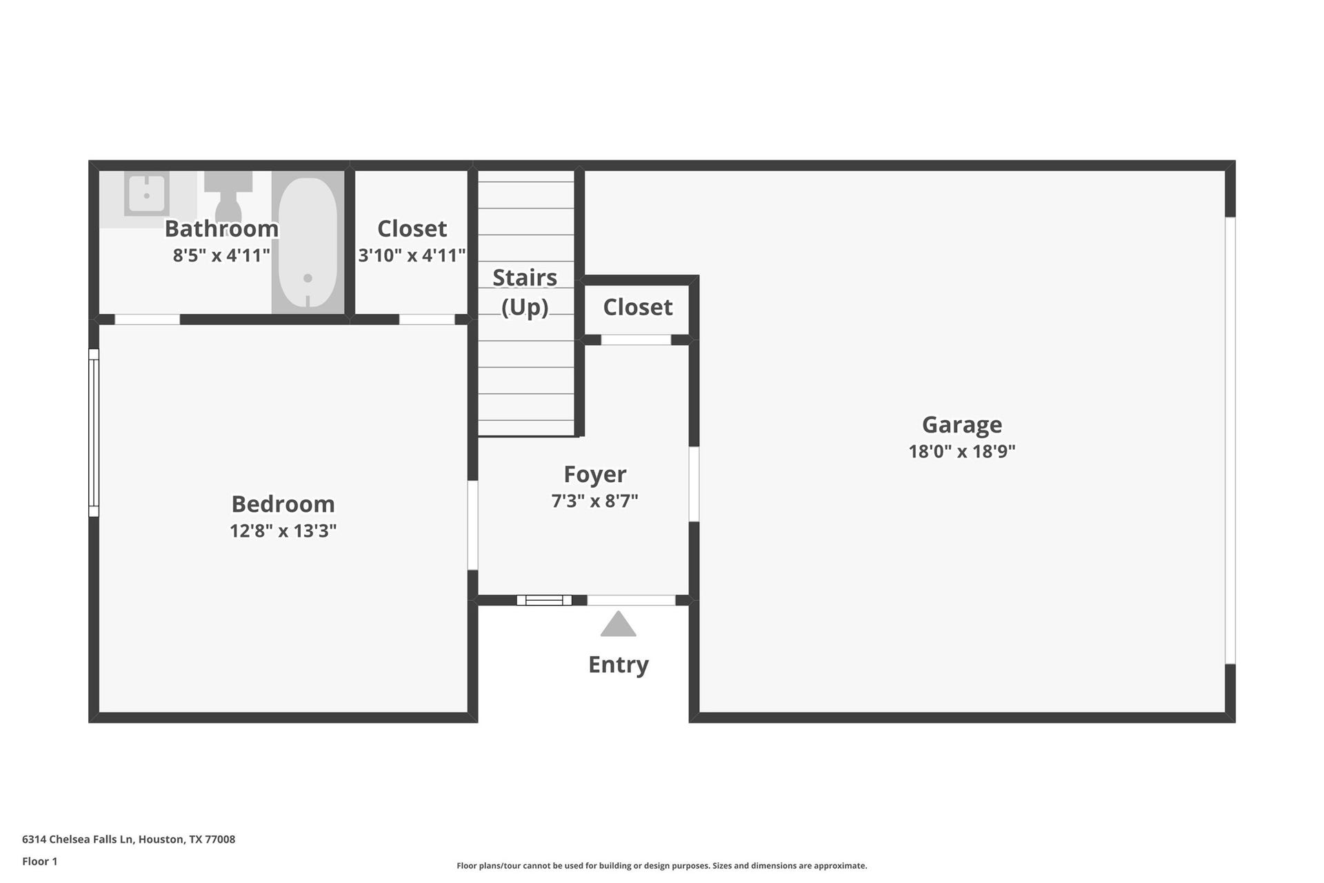 6314 Chelsea Falls Lane, Houston, TX 77008 Floor plan of the first floor