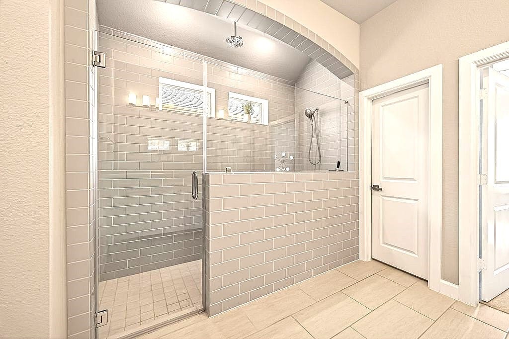 10010 Starry Night Lane, Manvel, TX 77578 UPGRADED oversize walk in shower will frameless glass full enclosure