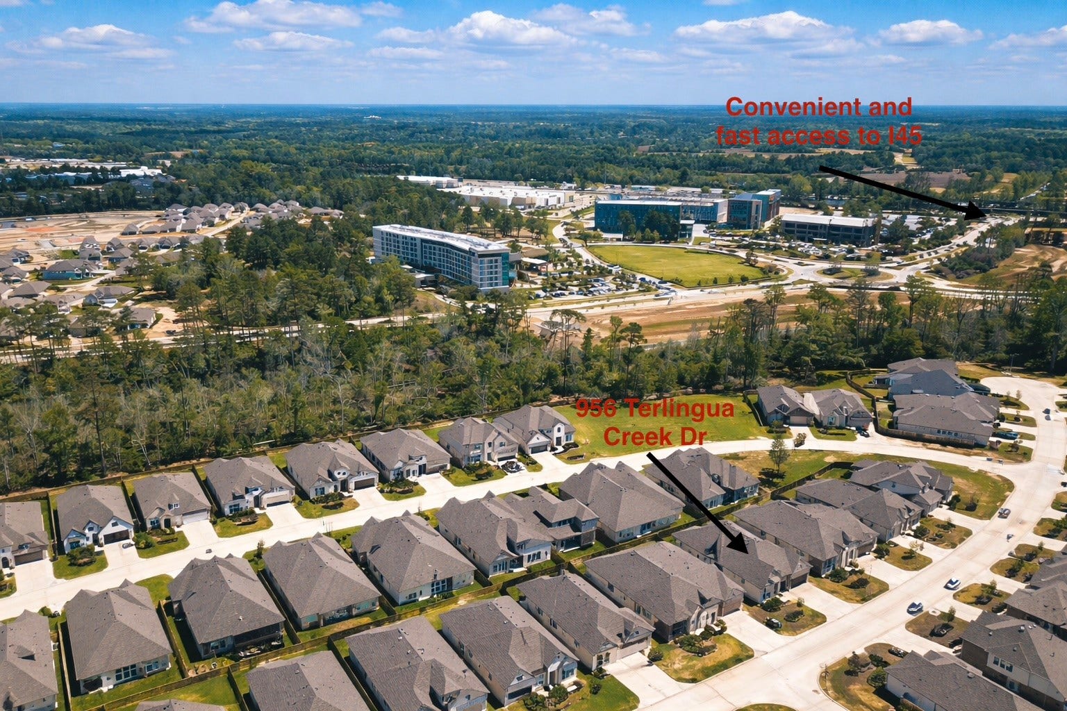 Perfect blend of convenience and tranquility at 956 Terlingua Creek Dr, offering swift access to I-45 for effortless commuting amidst a serene suburban setting.