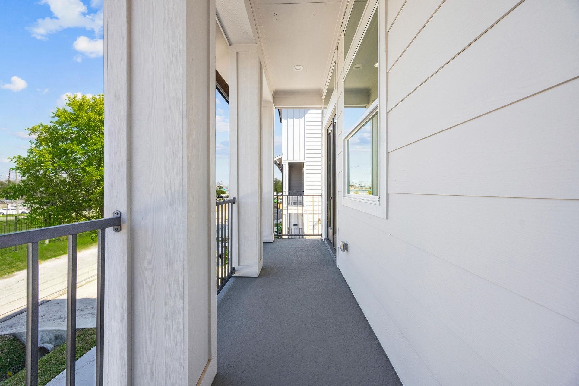 Balcony located on second floor