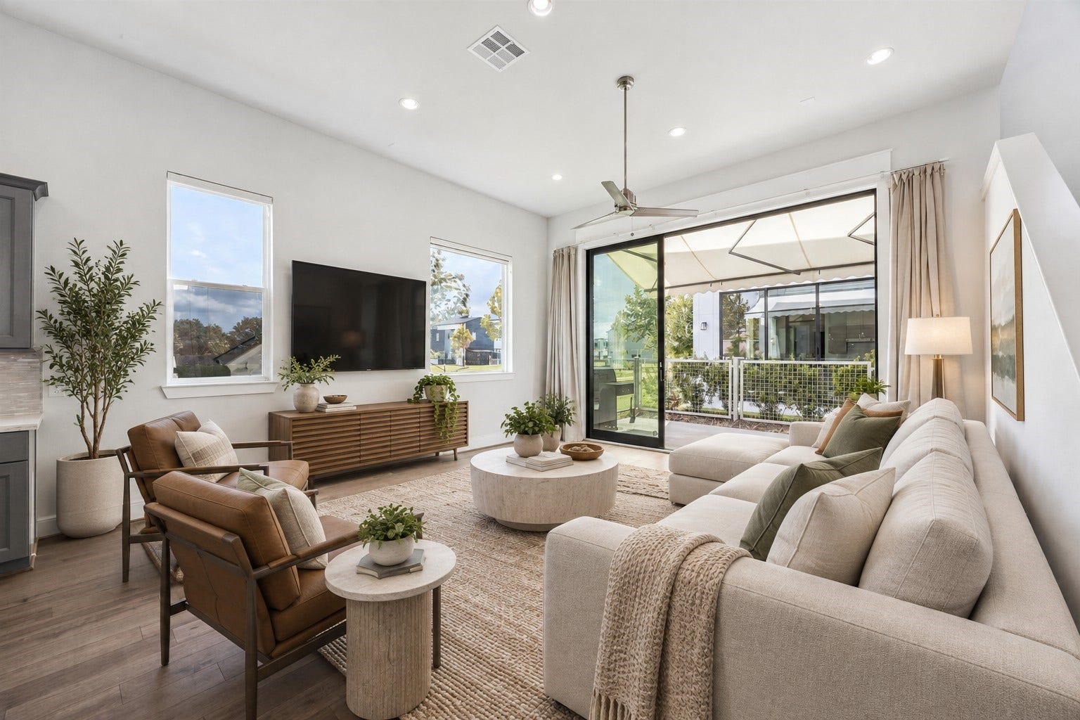 Virtually staged living room.