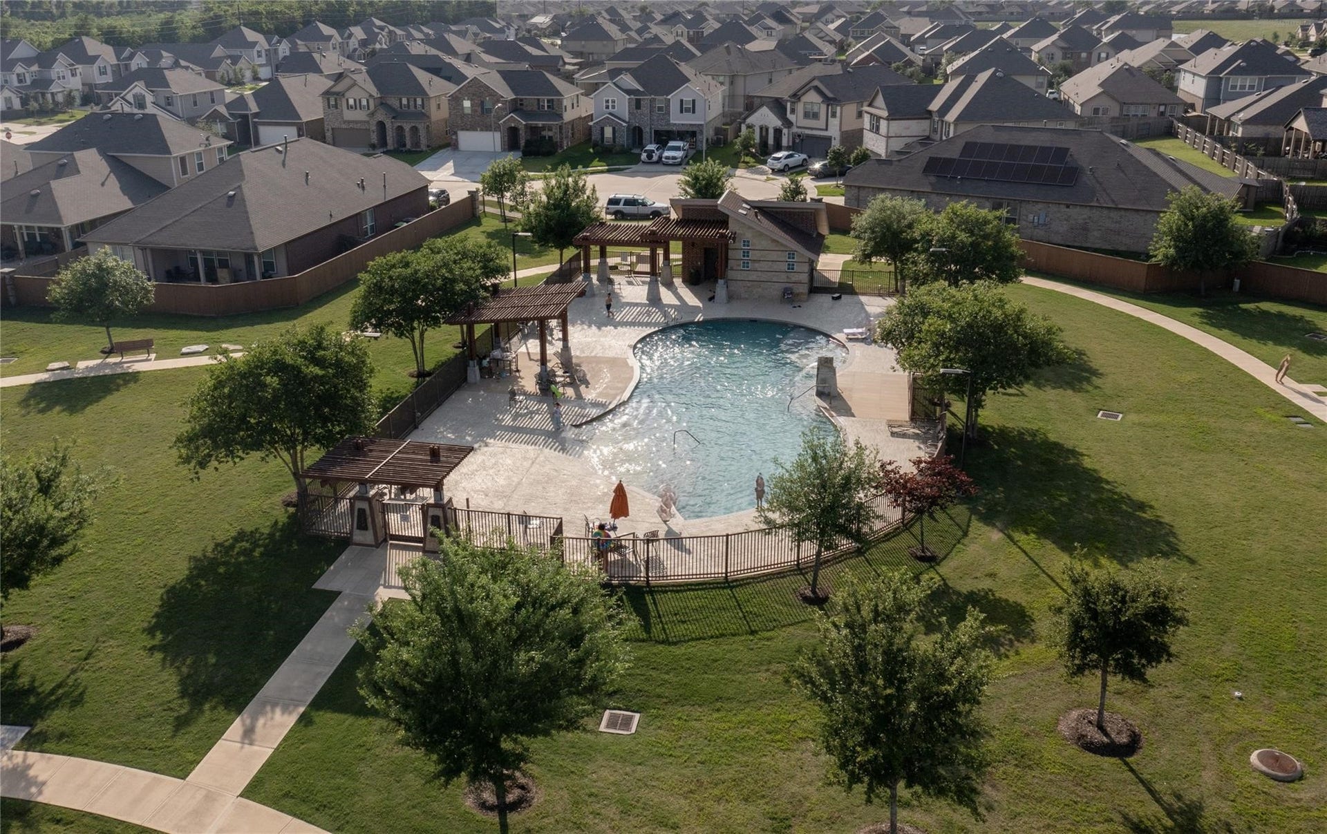 22523 Strathmore Drive, Richmond, TX 77469 Aerial shot of the neighborhood pool.