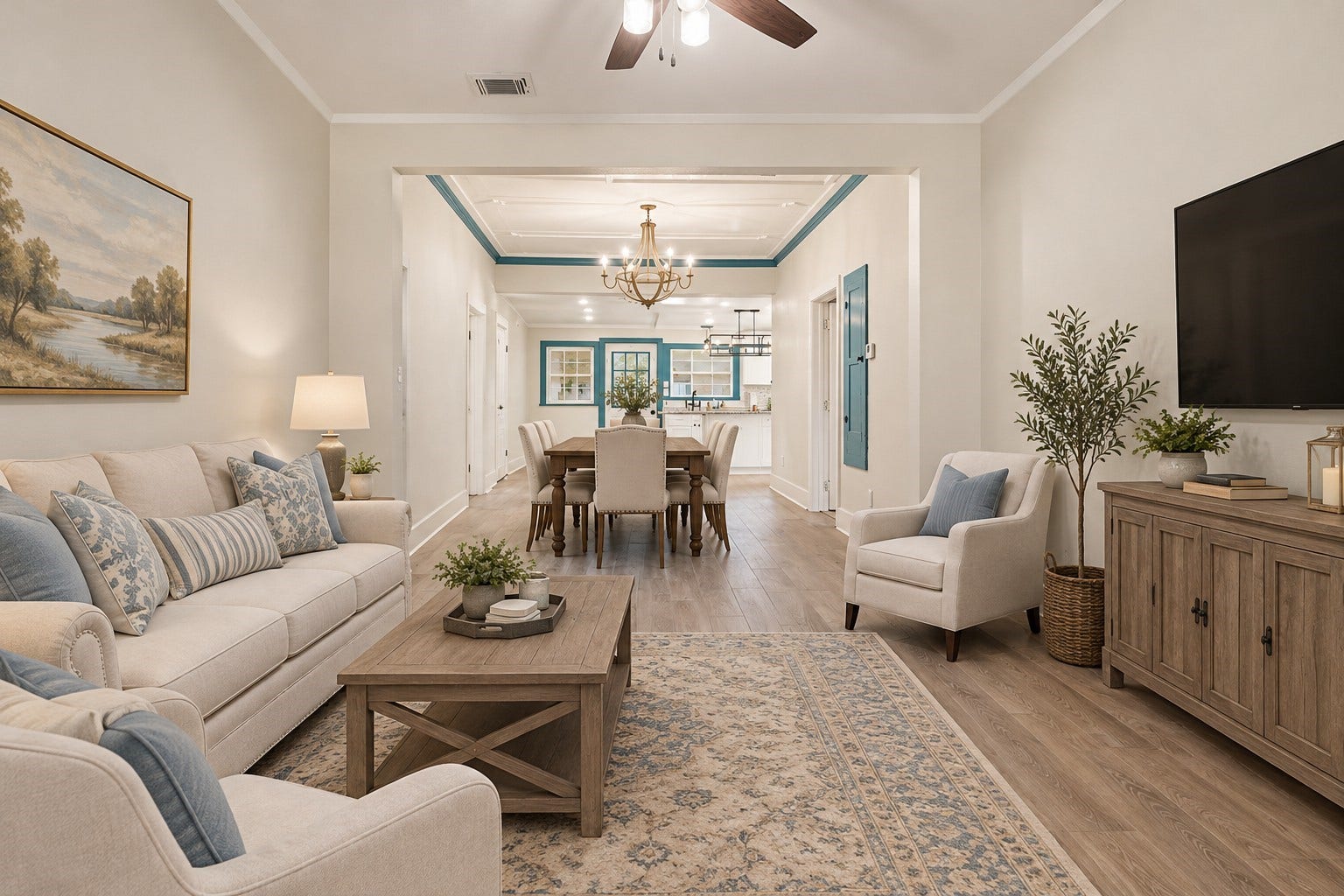 Virtually staged to show room possibility.