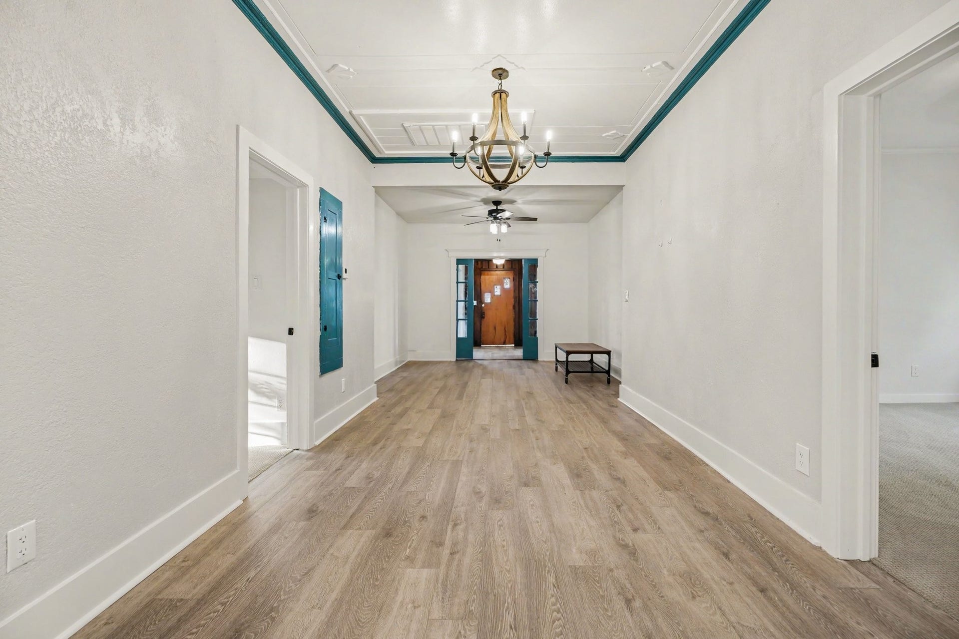 Dining living room view with updated LVP flooring