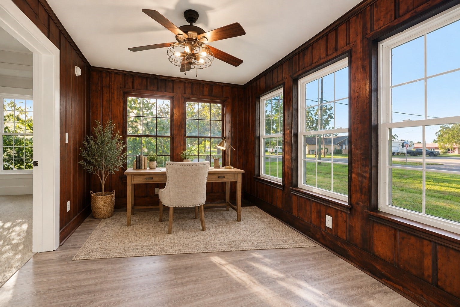 Virtually staged to show room possibility.