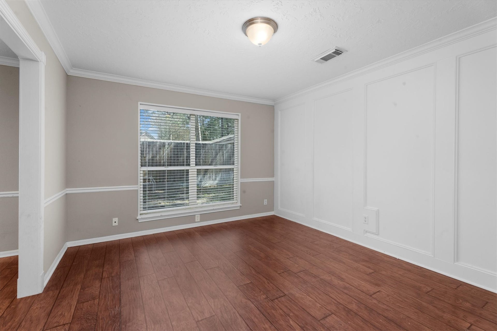 5939 Havenwoods Drive, Houston, TX 77066 Dining Room with Wood Block , chair rail and Crown molding