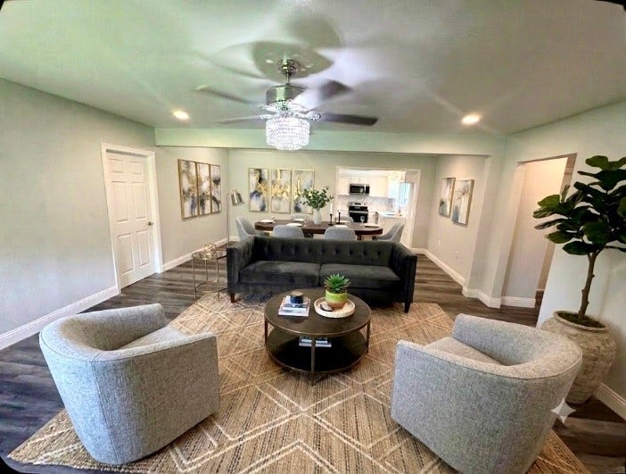 1607 W HOUSTON DR, La Marque, TX 77568 Virtually Staged Living and Dining area.(not included in the property)