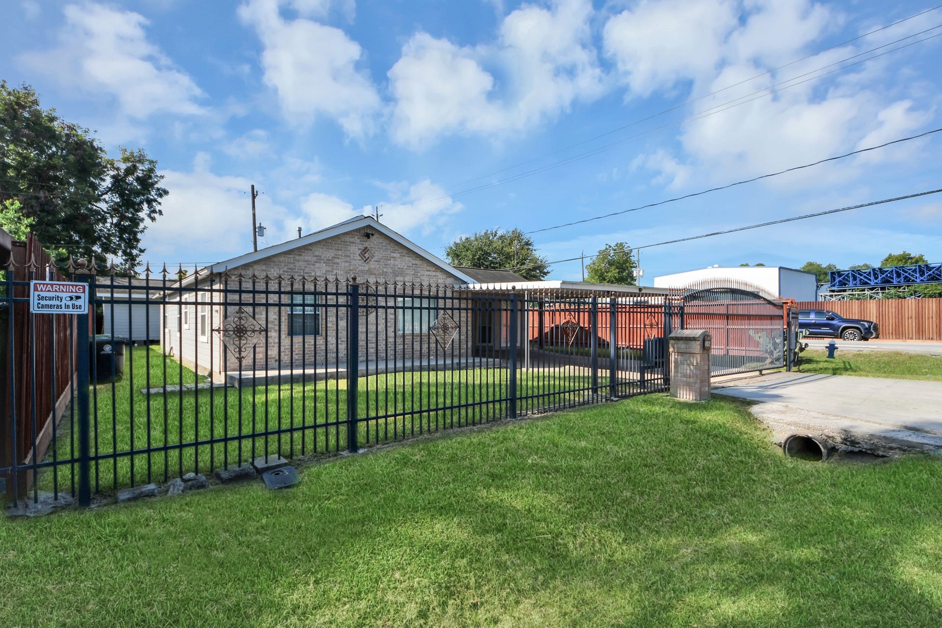 Gated house.