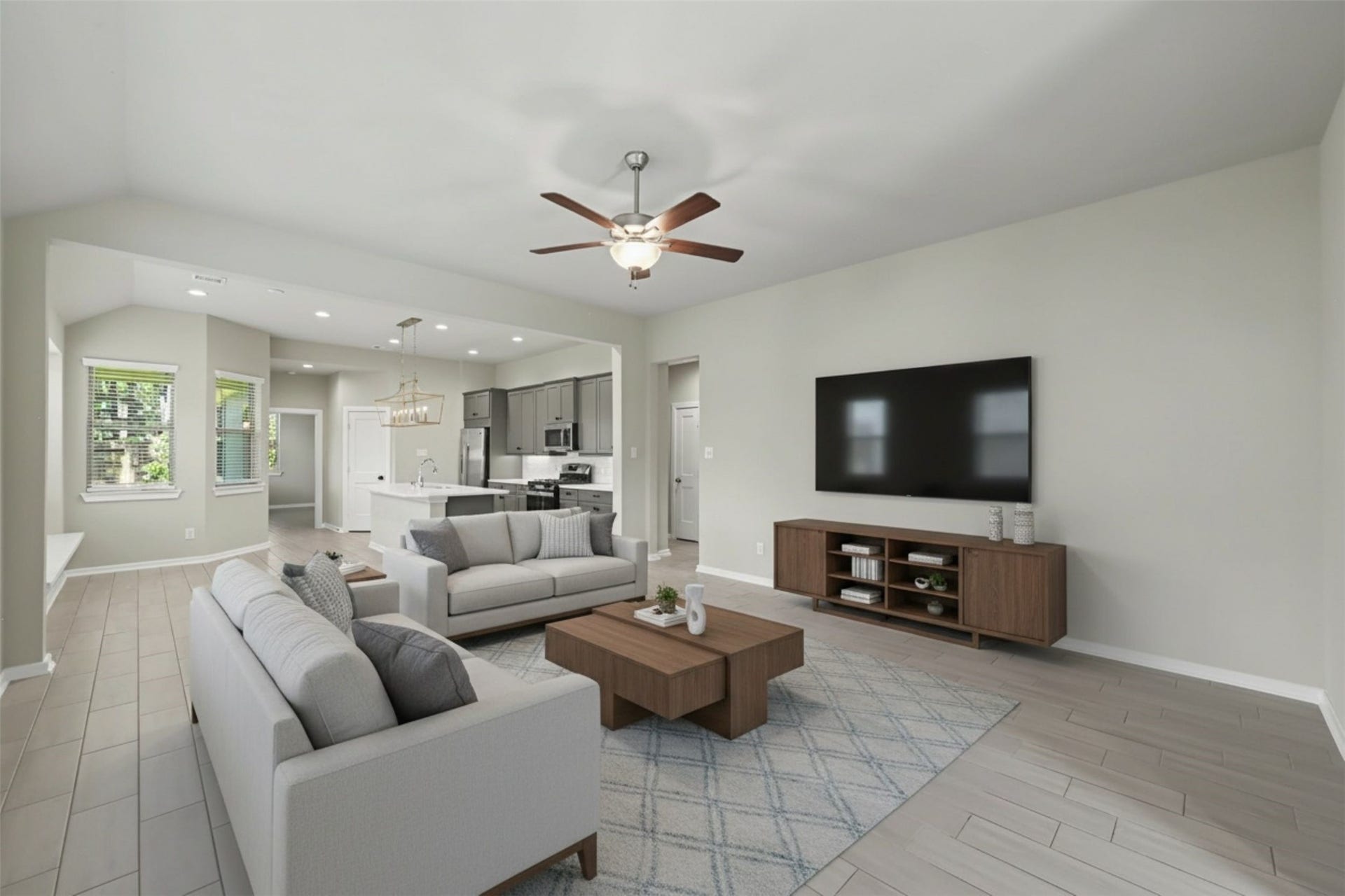 Open concept family room (virtually staged)