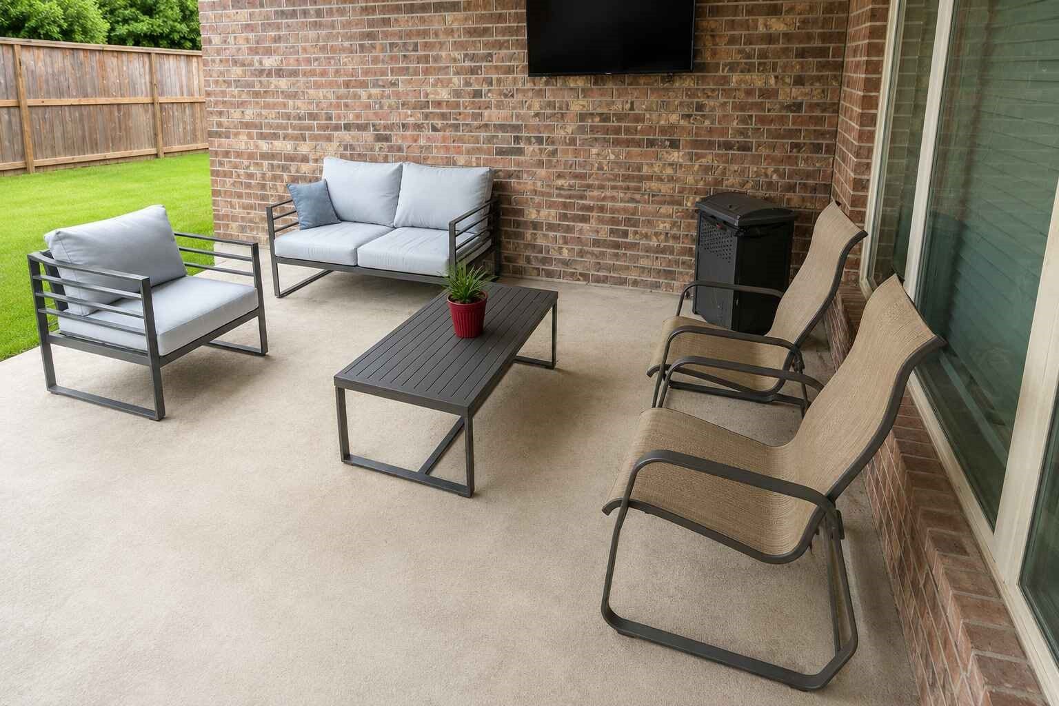 21570 Spear Valley Lane, Porter, TX 77365 Covered back patio extends the living space outdoors, offering plenty of room for relaxing, entertaining or enjoying morning coffee while overlooking the fenced backyard