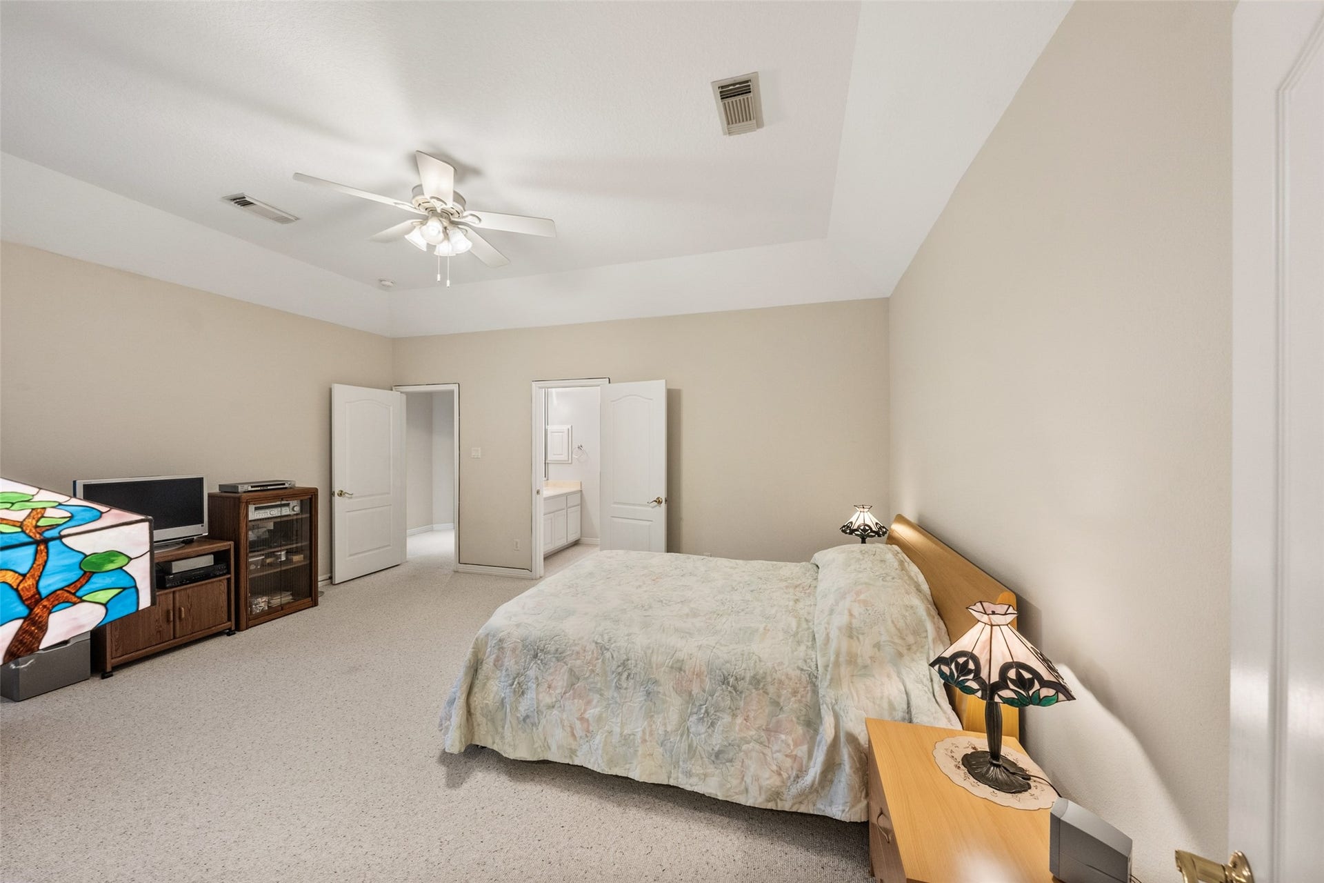 Primary bedroom has its own private bathroom.