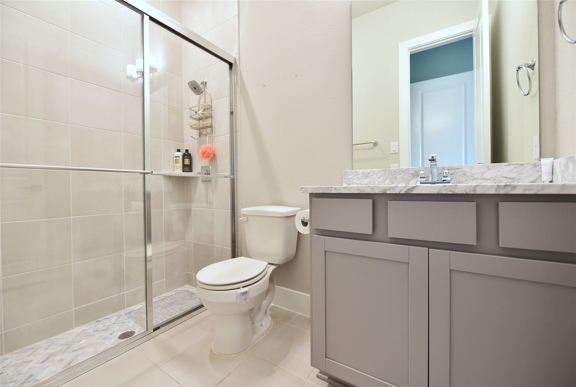 Second bath downstairs has very nice step-in shower.