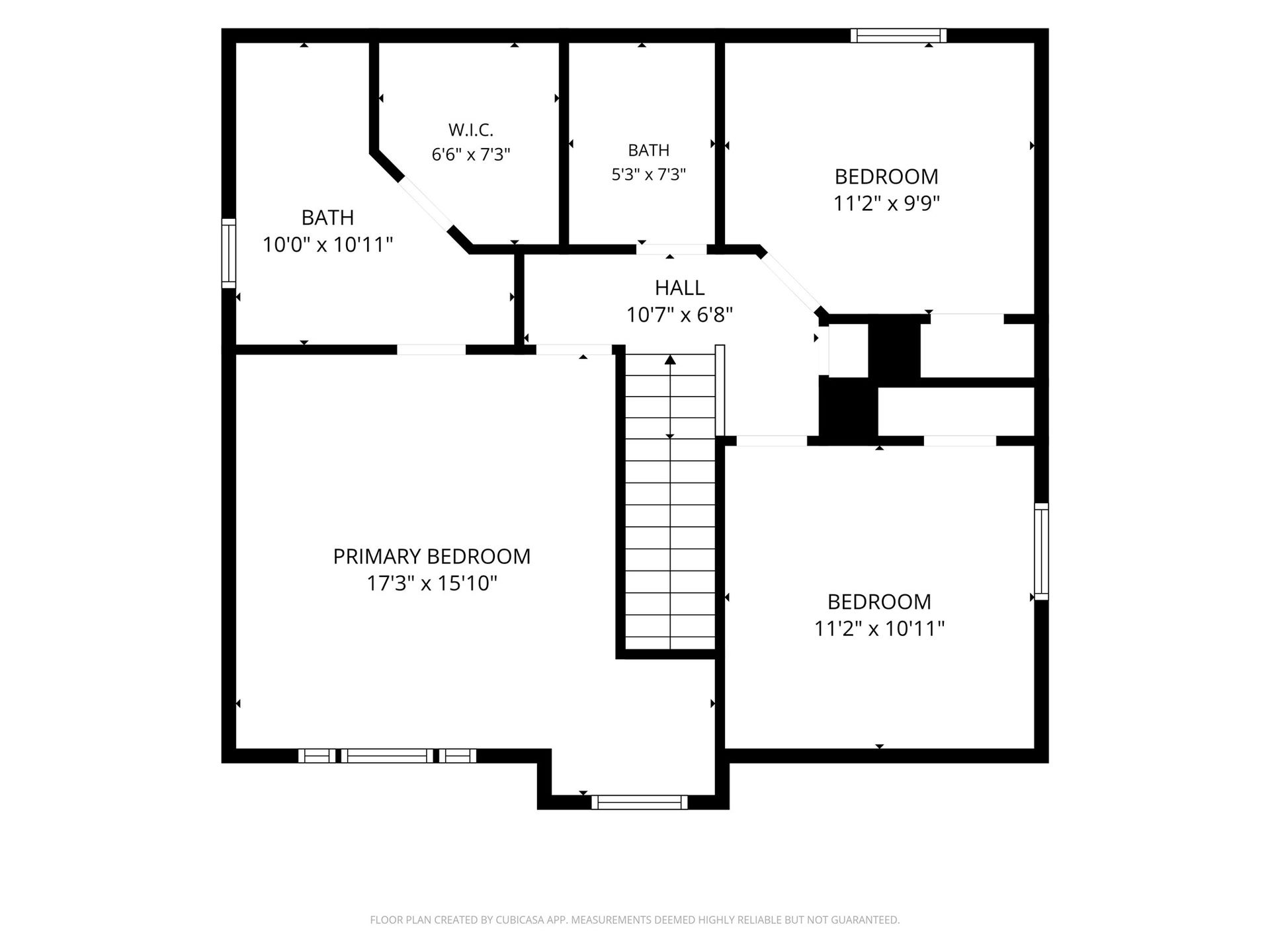 5800 Winding Brook Drive, Dickinson, TX 77539 Spacious upper level featuring a large primary bedroom with a walk-in closet, two additional bedrooms, and two bathrooms for convenience.