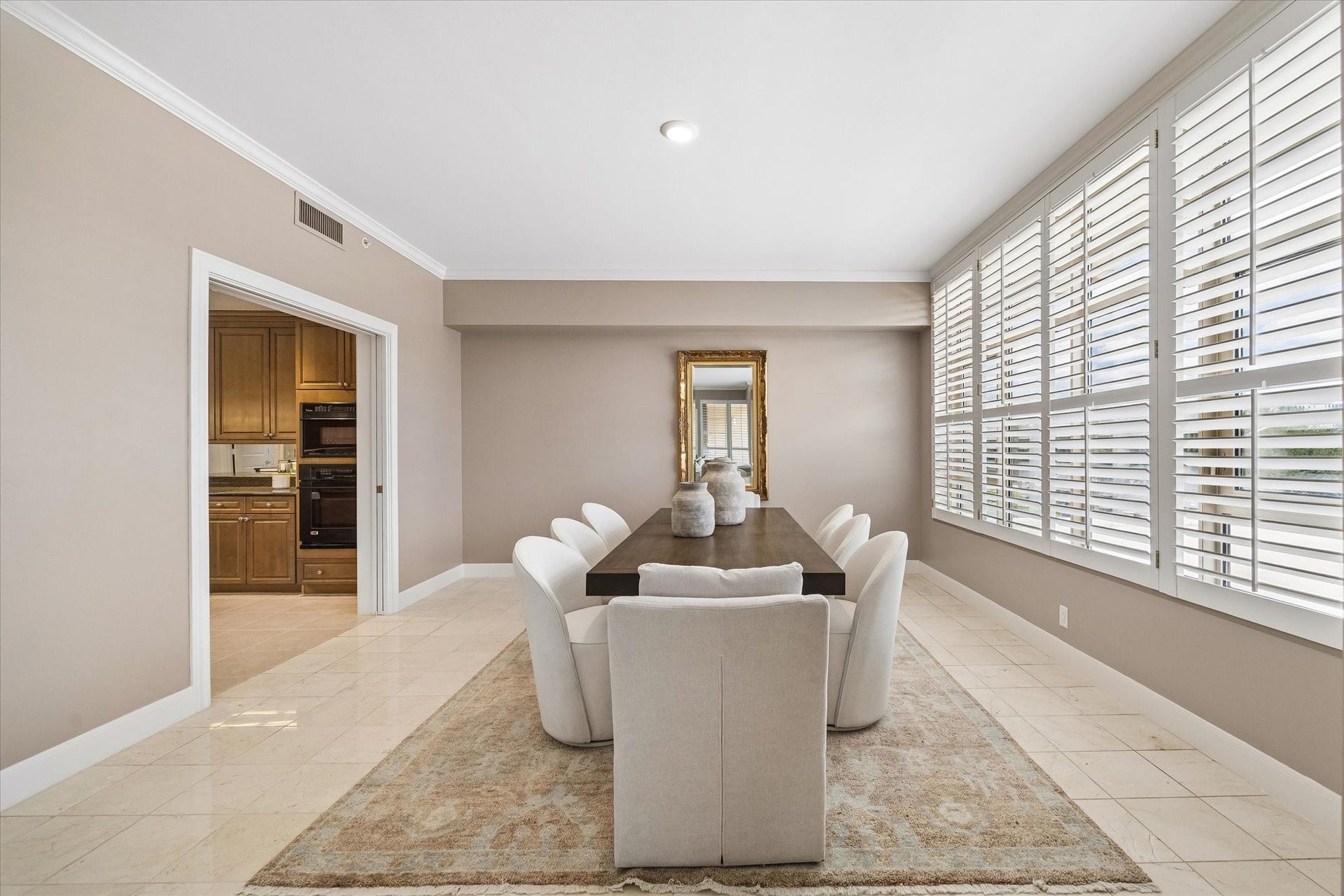 Dining room with pocket doors to kitchen.