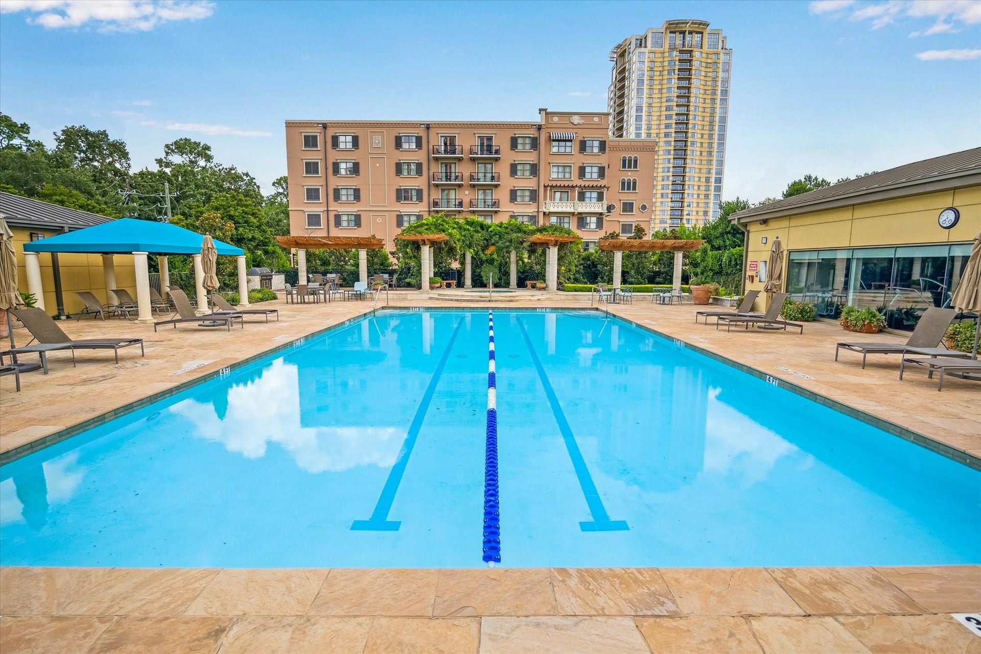 Large lap pool is heated for year round swimming!