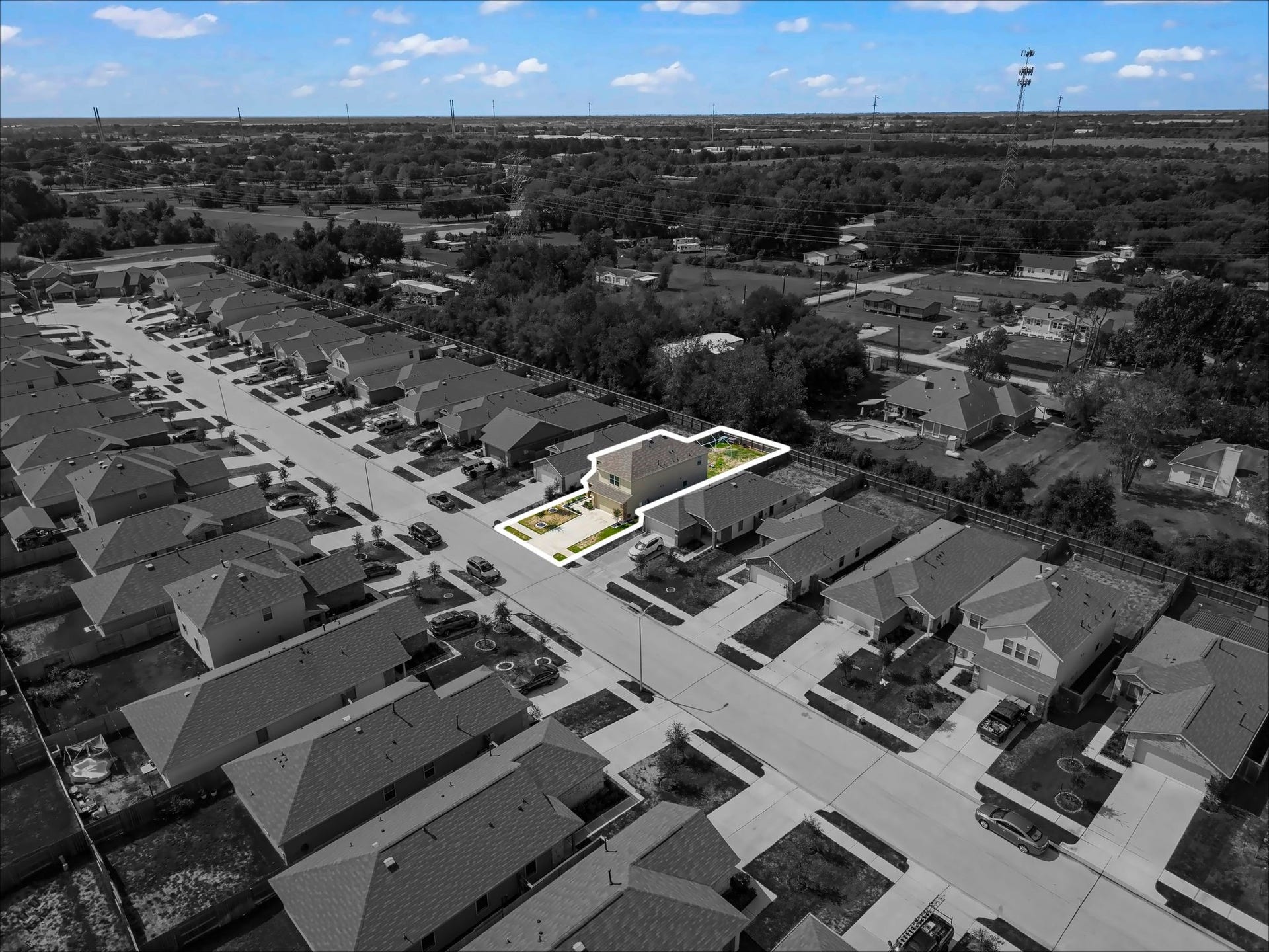 17811 Pemswood Drive, Hockley, TX 77447 Aerial street view with the home highlighted