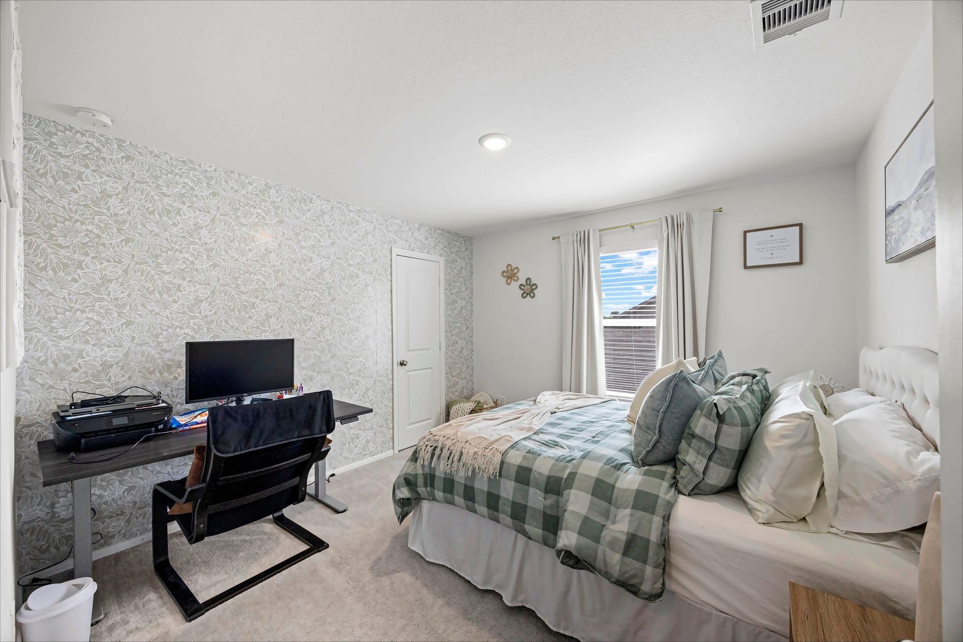 17811 Pemswood Drive, Hockley, TX 77447 Secondary bedroom with space for a desk and an accent wall