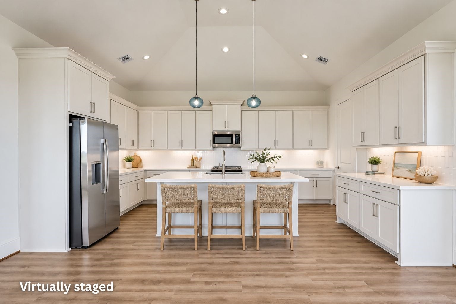 1627 Bay Pointe Drive, Galveston, TX 77554 Virtually staged photo of the kitchen!