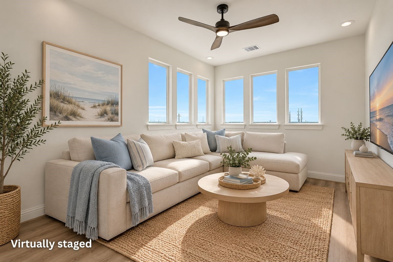 1627 Bay Pointe Drive, Galveston, TX 77554 Virtually staged photo of the family room!