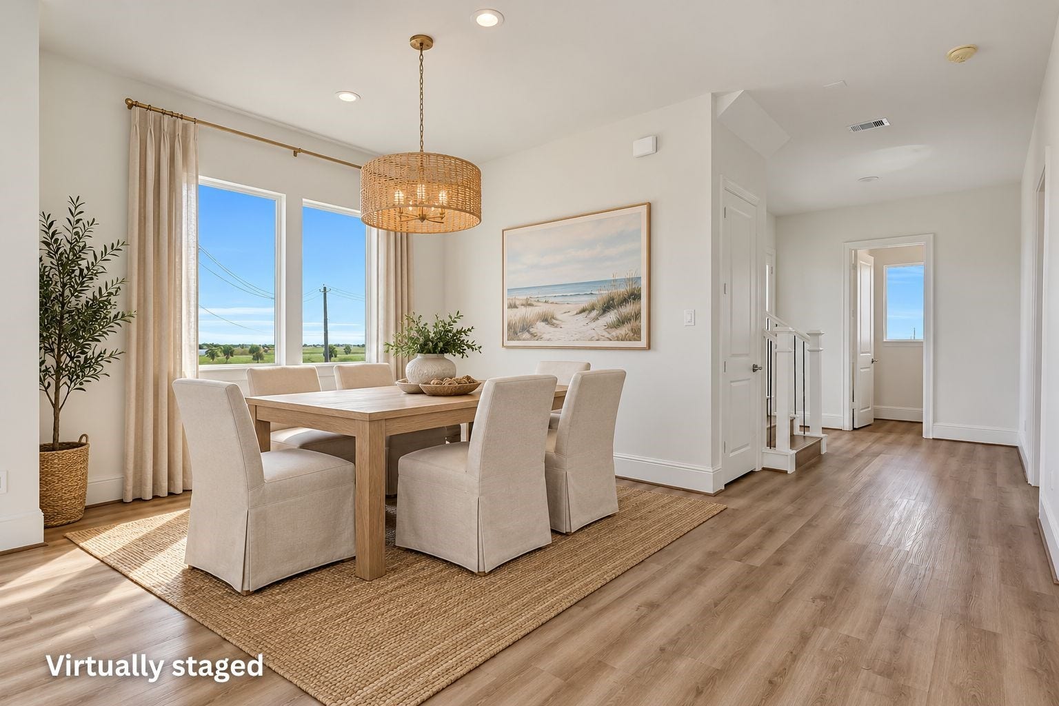 1627 Bay Pointe Drive, Galveston, TX 77554 Virtually staged photo of the dining room!
