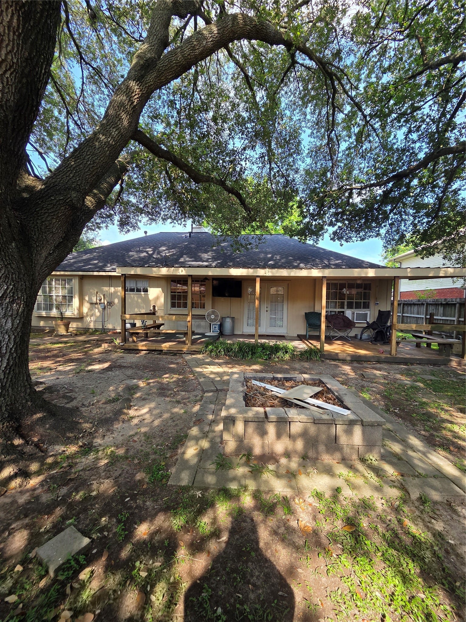 3909 Regency Drive, Deer Park, TX 77536 Backyard with firepit