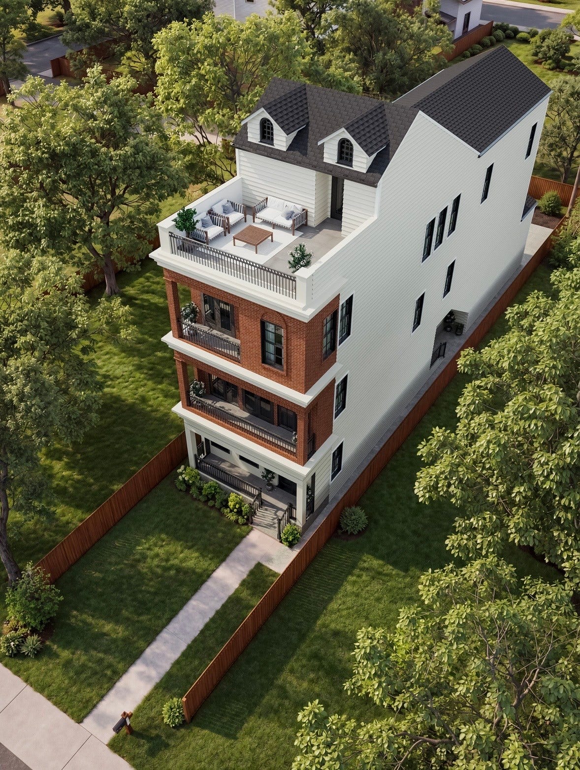 421 E 24th Street, Houston, TX 77008 Digital rendering showing the exterior elevation and materials.