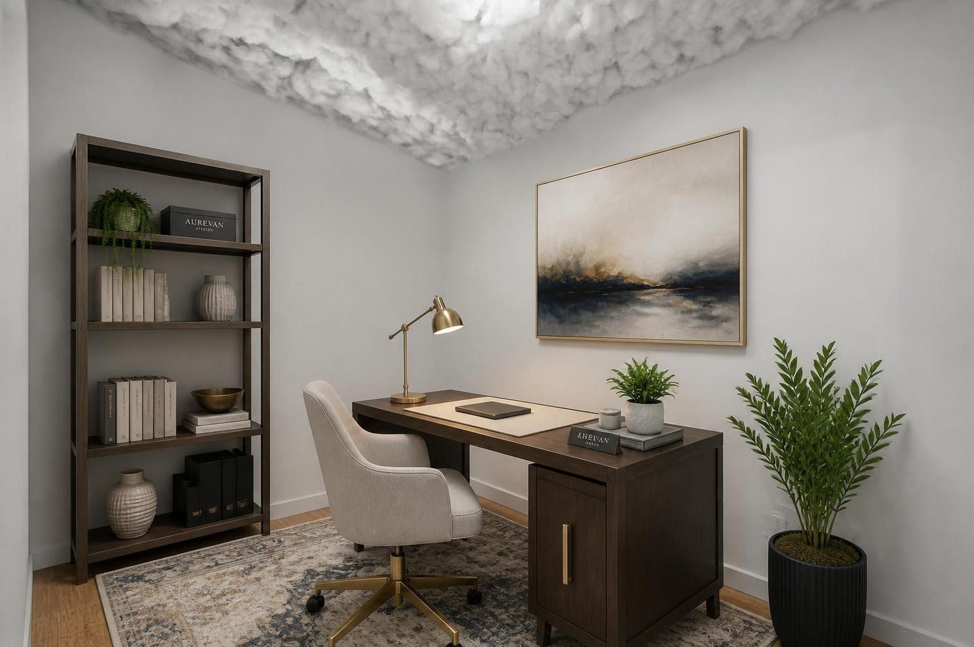 6128 Grand Boulevard, Houston, TX 77021 The dedicated home office adds a valuable private work area within the third-floor primary retreat. Its placement keeps the workspace separate from the main living level and sleeping areas. Virtually staged.