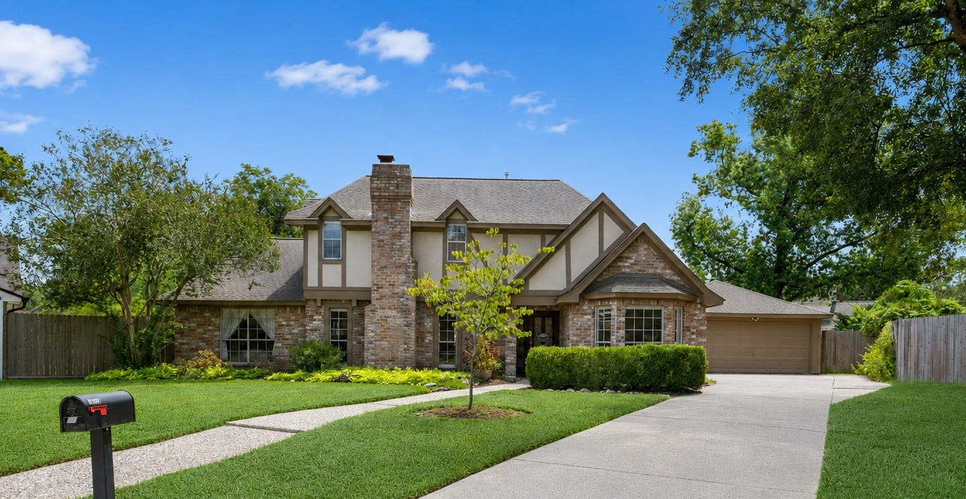 3802 Evening Trail Drive, Spring, TX 77388 Welcome home to this charming Tudor-style home on a cul-de-sac street! A lovely bay window, lush green lawn, and beautiful landscaping create inviting curb appeal, complemented by a long driveway and a mailbox right out front. AC - 2022. Water heater - 2025. Cleaned AC vents/HVAC - 2026. Garage opener - 2026. Garage door - 2020. Fence - 2024/25. PEX - 2017/13. Roof - 2015.