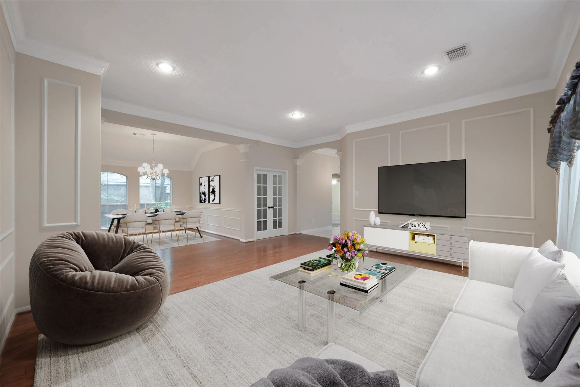 14 Tethered Vine Place, The Woodlands, TX 77382 Virtually staged dining room and flex area.