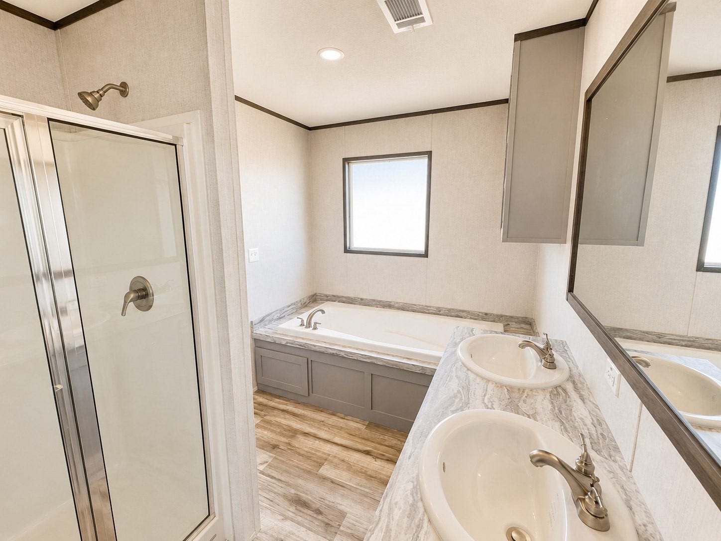 6220 Katy Hockley Road, #46, Katy, TX 77493 Indulge in comfort and relaxation in this beautiful primary bathroom! Featuring a spacious walk-in shower, stylish vanity with ample countertop space, modern fixtures, and elegant finishes, this bathroom offers the perfect blend of style and functionality. The bright, inviting atmosphere creates a refreshing retreat where you can start and end your day in comfort!