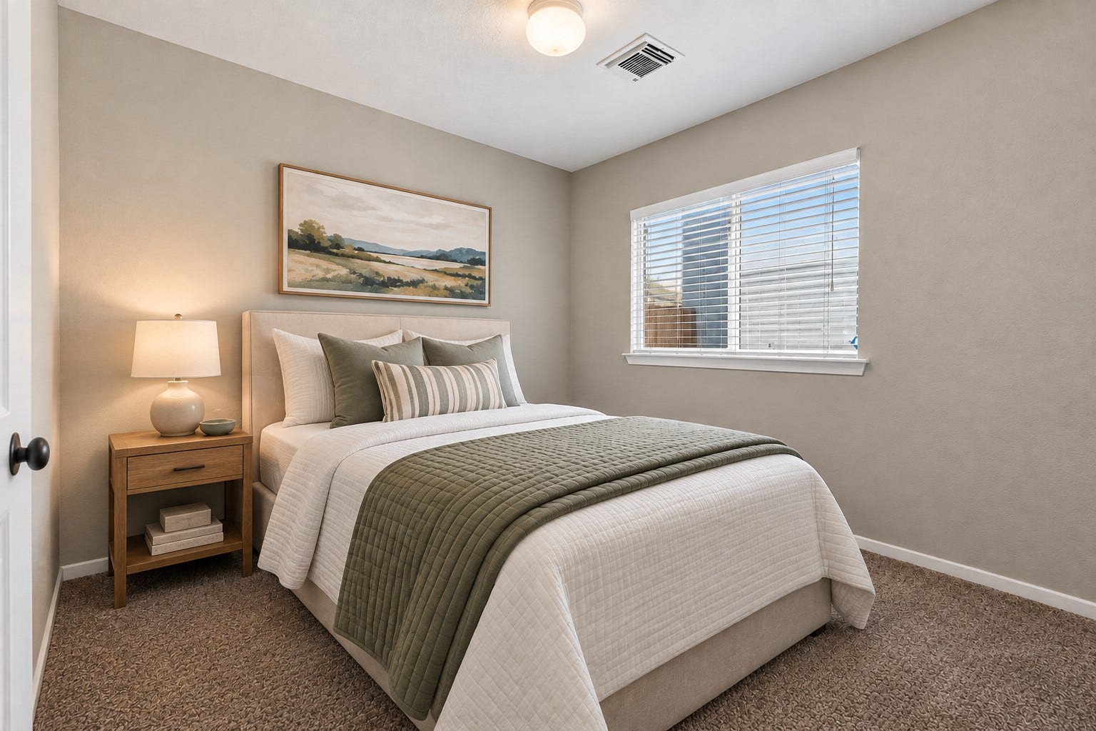 19547 Fletcher Way Drive, Houston, TX 77073 Virtually staged to illustrate a comfortable secondary bedroom layout without overcrowding the space.