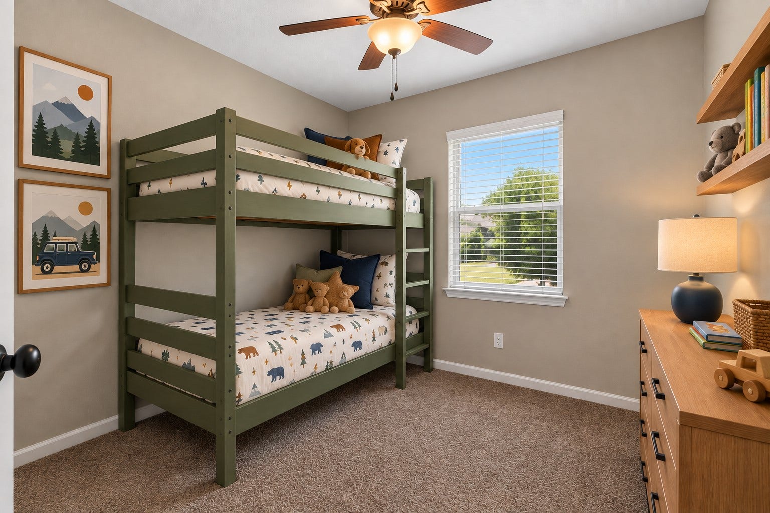 19547 Fletcher Way Drive, Houston, TX 77073 Virtually staged with twin bunk beds to demonstrate how the room can function as a fun, practical kids bedroom.
