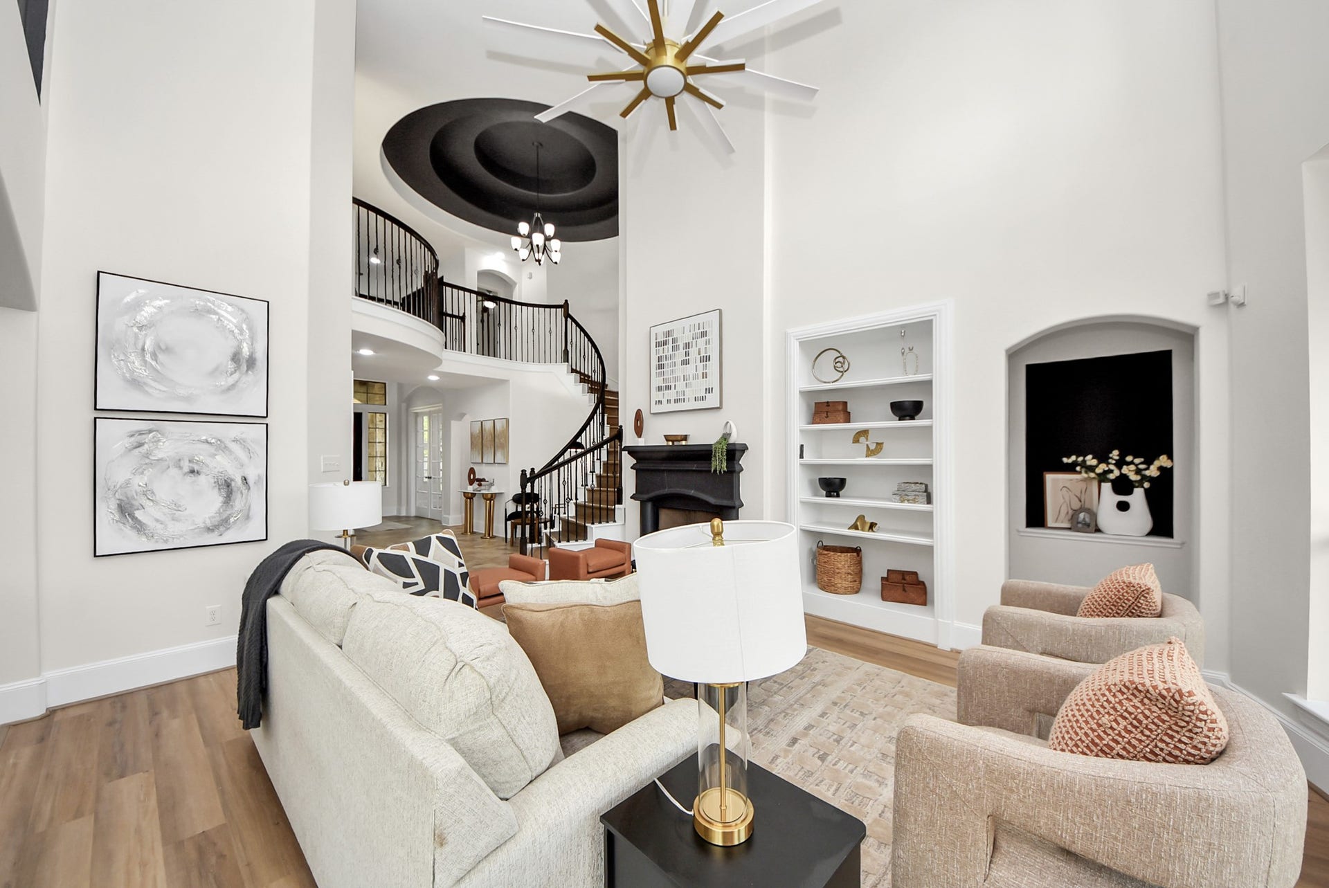 9815 Patricia Haven Lane, Humble, TX 77396 living room with built-ins