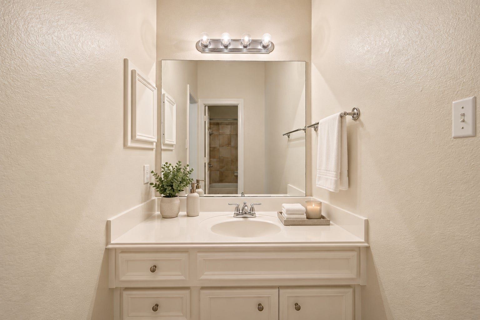 26306 Eden Point Court, Katy, TX 77494 Private vanity area with cabinet storage, a wide mirror, and direct access to the adjoining Jack-and-Jill bath.