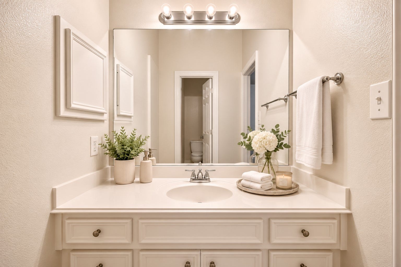 26306 Eden Point Court, Katy, TX 77494 Private vanity area with cabinet storage, a wide mirror, and direct access to the adjoining Jack-and-Jill bath.