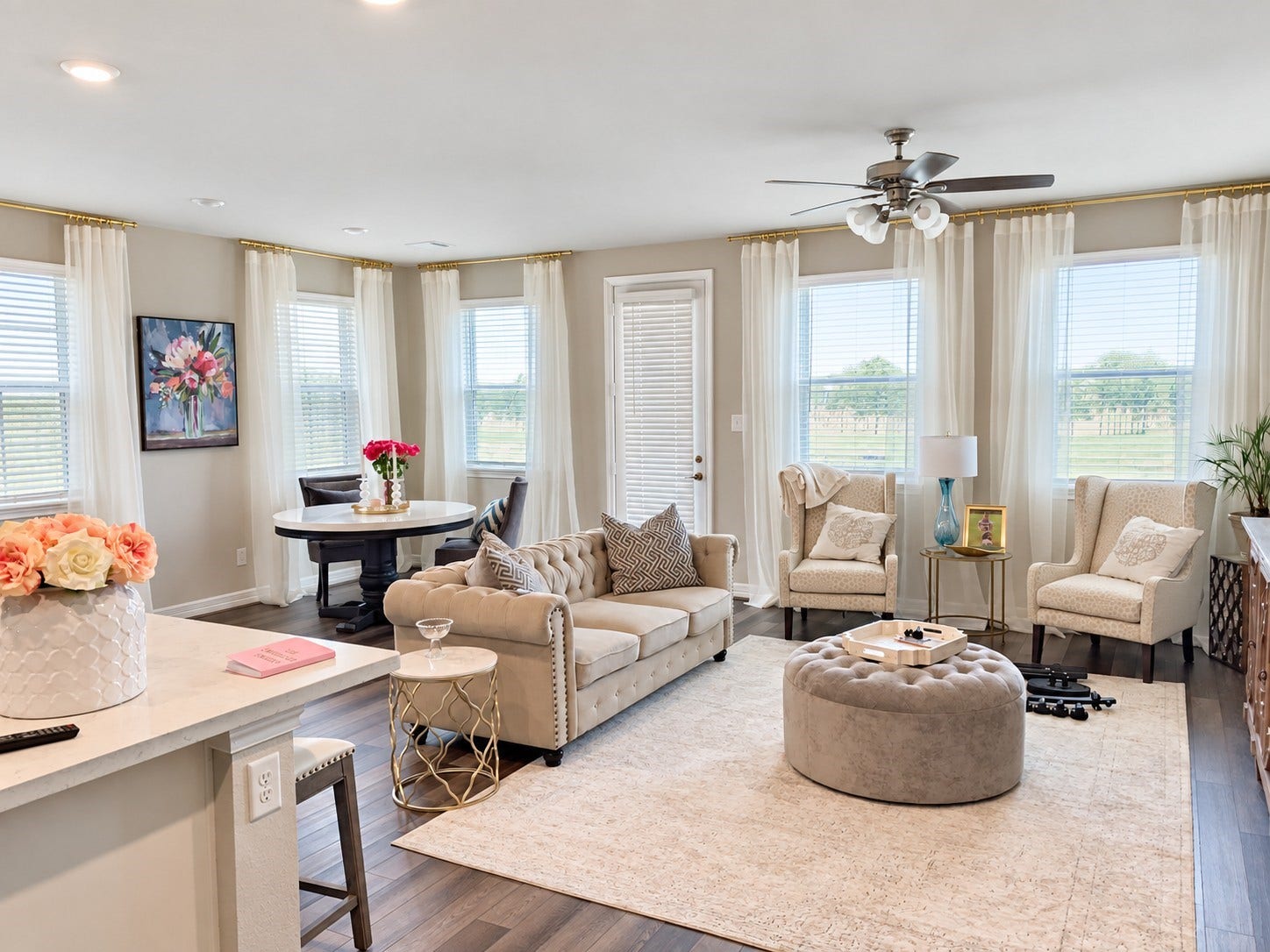 18223 Crystal Knoll Drive, Cypress, TX 77433 The large, open floorplan allows for dedicated space to both dining and living areas.