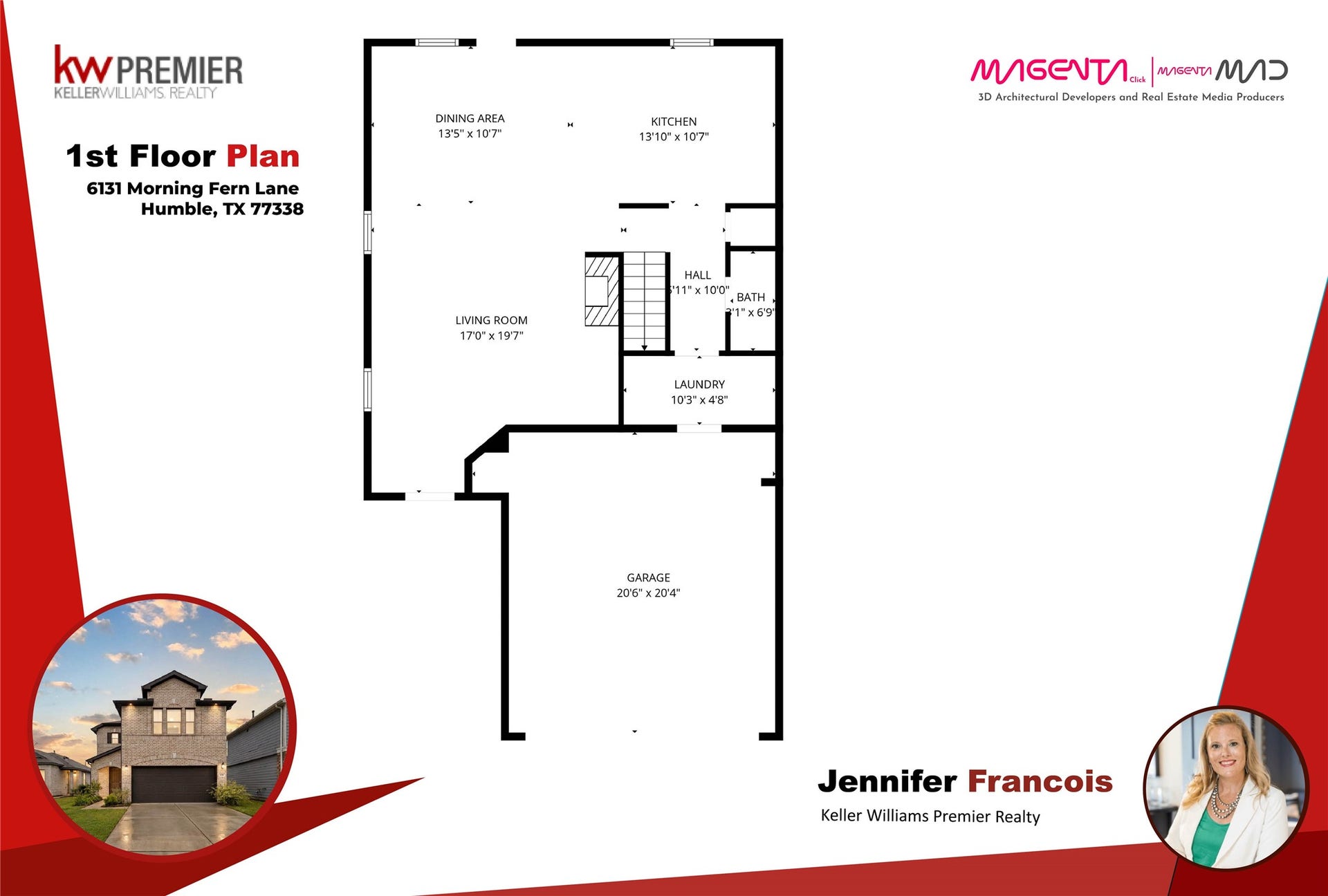 6131 Morning Fern Lane, Humble, TX 77338 Floor plan provided as a courtesy for illustrative purposes only. All measurements, dimensions, room sizes, & layout details are approximate. Buyer to independently verify all information.