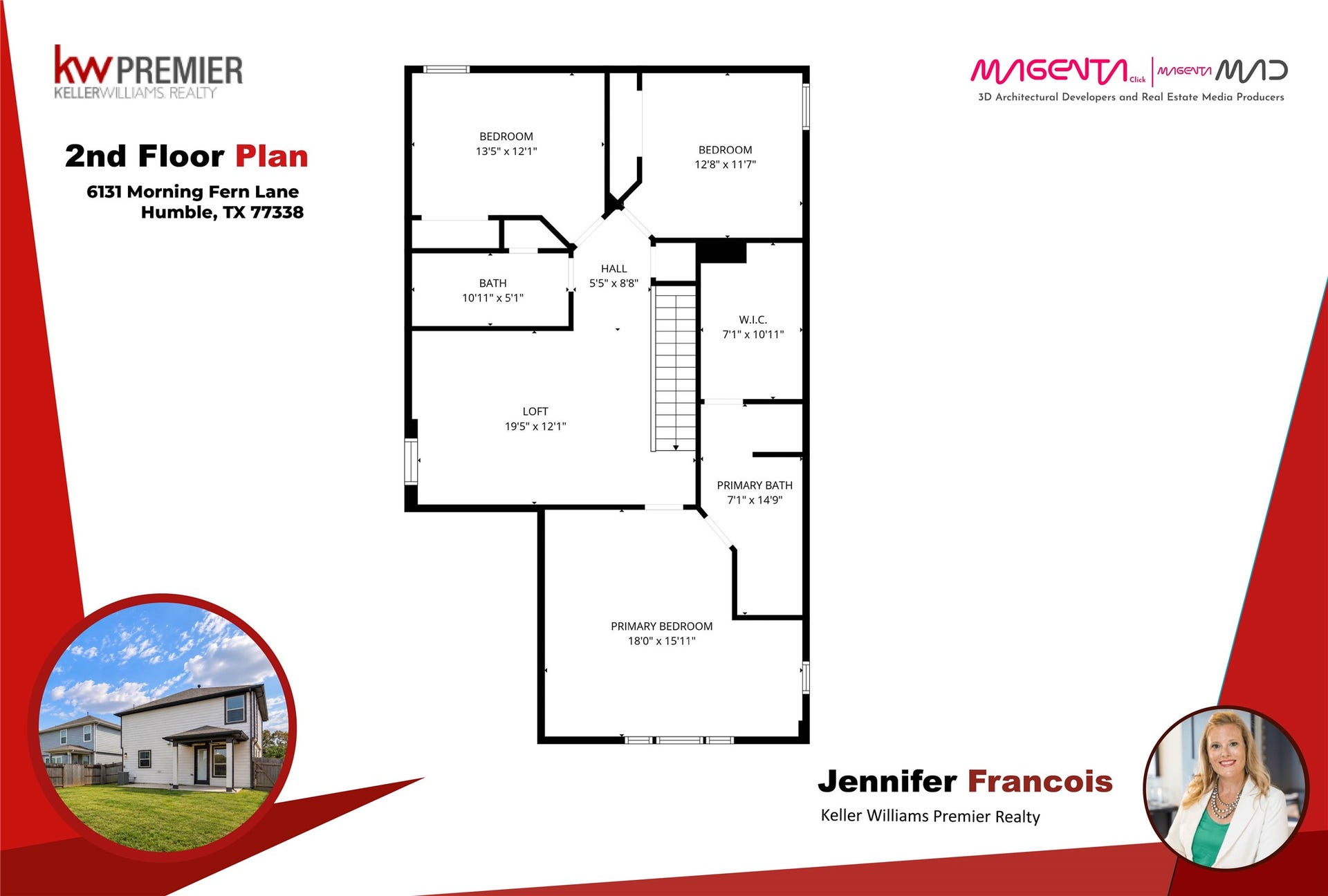 6131 Morning Fern Lane, Humble, TX 77338 Floor plan provided as a courtesy for illustrative purposes only. All measurements, dimensions, room sizes, & layout details are approximate. Buyer to independently verify all information.