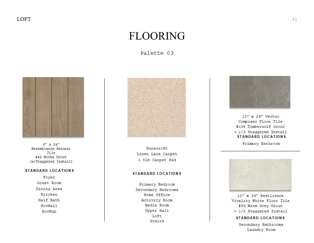 3032 Poplar Bluff Road, Magnolia, TX 77363 Loft Look Palette 3: Flooring Selection Sheet (*Artist rendering used for illustration purposes only.)