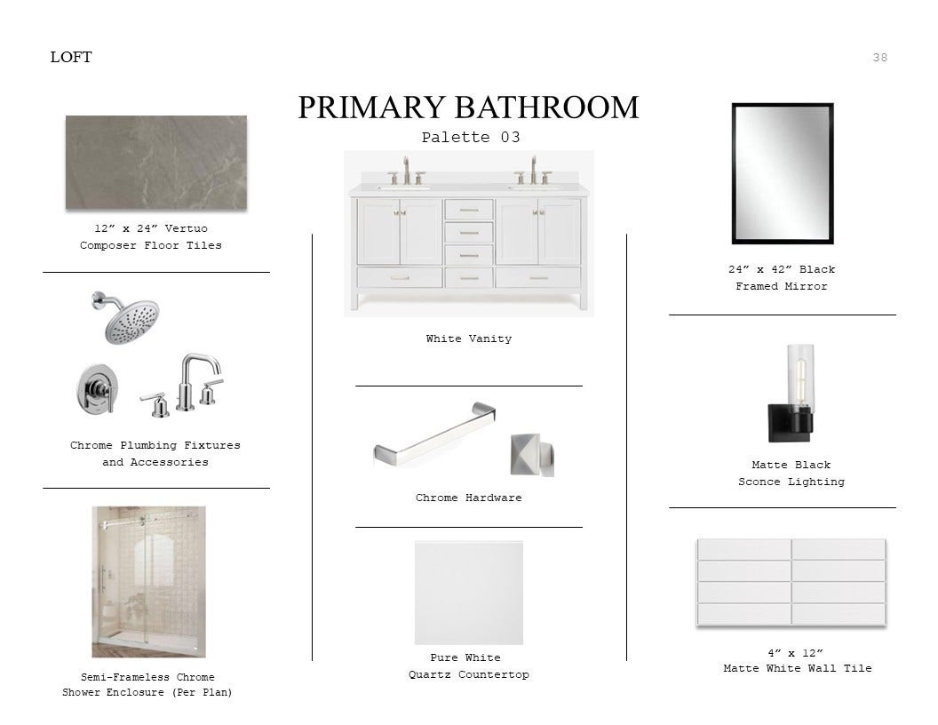 3032 Poplar Bluff Road, Magnolia, TX 77363 Loft Look Palette 3: Primary Bathroom Selection Sheet (*Artist rendering used for illustration purposes only.)