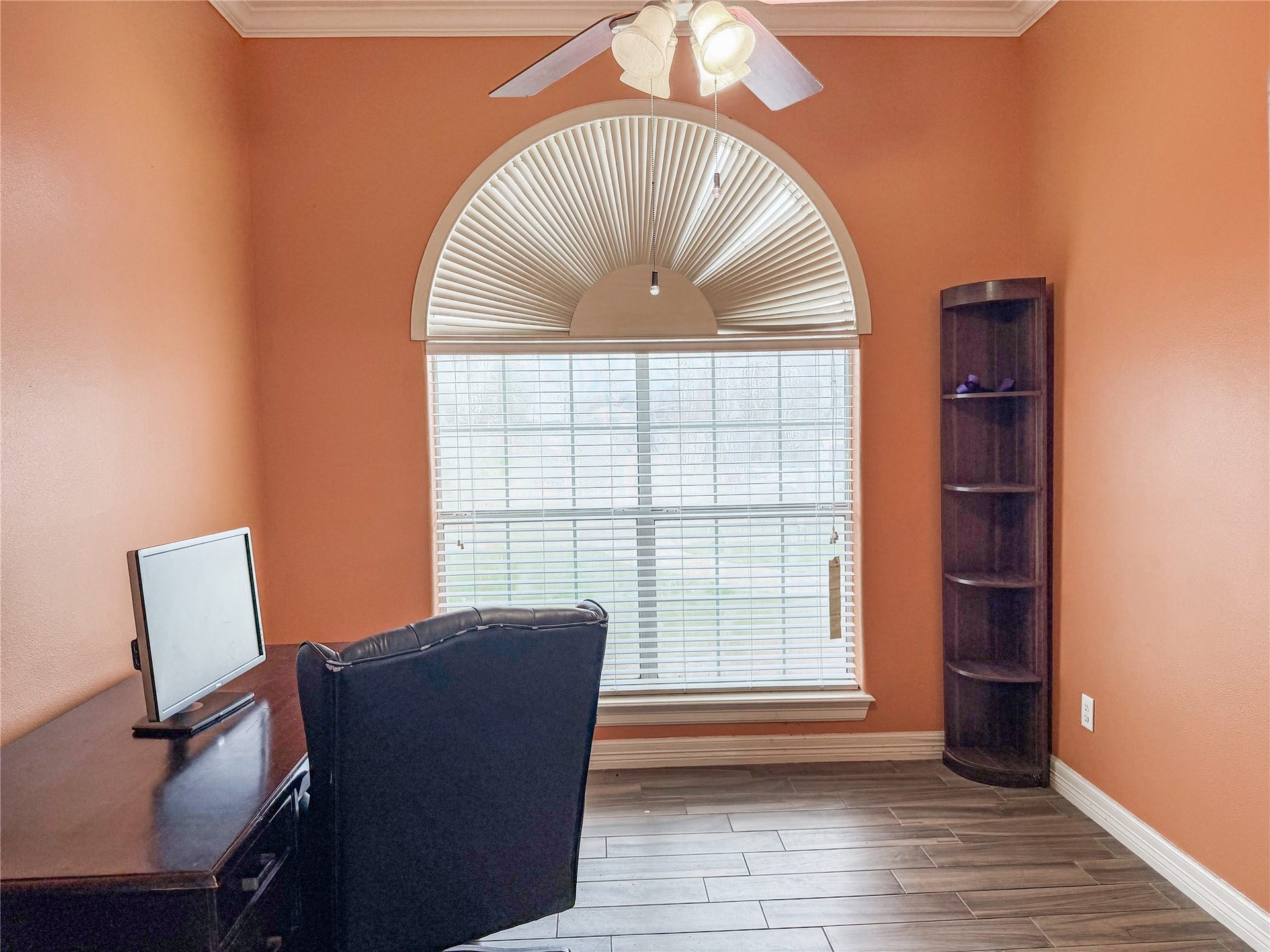 134 Dove Trail, Richwood, TX 77531 Convenient office located just off the family room, offering a dedicated and flexible space for work, study, or everyday organization.