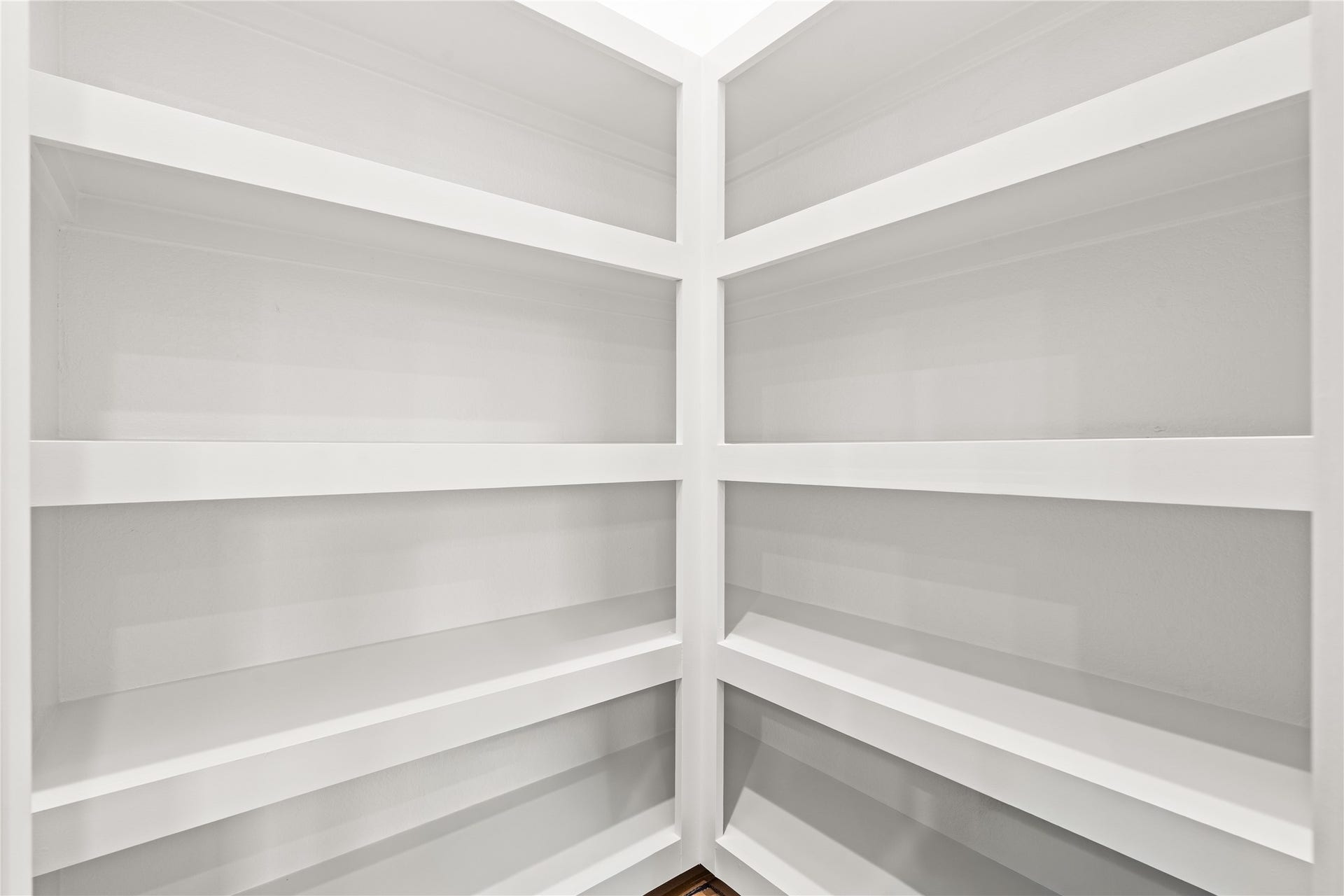 4521 Newberry Street, Houston, TX 77051 Walk-in pantry floor-to-ceiling custom shelving maximizing corner storage and organization.