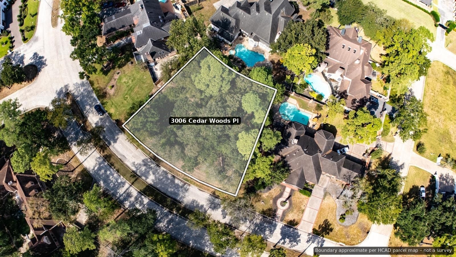 3006 Cedar Woods Place, Houston, TX 77068 Aerial view of the lot.