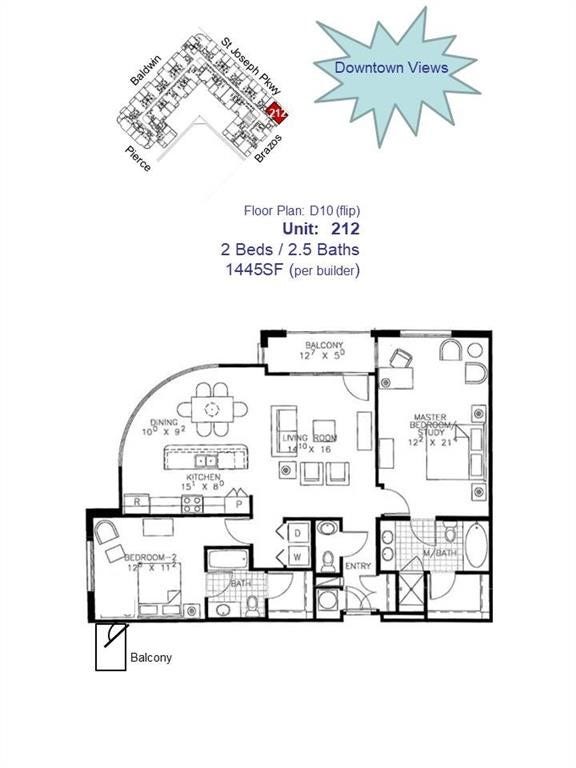 300 St Joseph Parkway, #212, Houston, TX 77002 Floor Plan